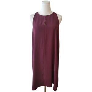 LOFT Wine Colored Sleeveless‎ Shift Dress Size Large Petite